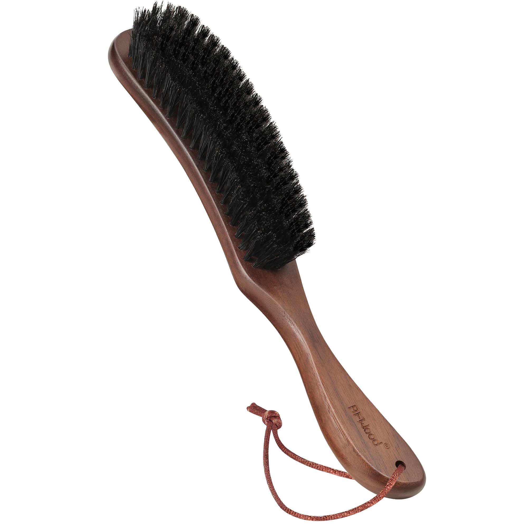 Clothes Brush, Boar Bristle Lint Brush for Suits, Cashmere, Wool, Velvet, Suede and Pet Hair, Large Black Walnut Wood Handle