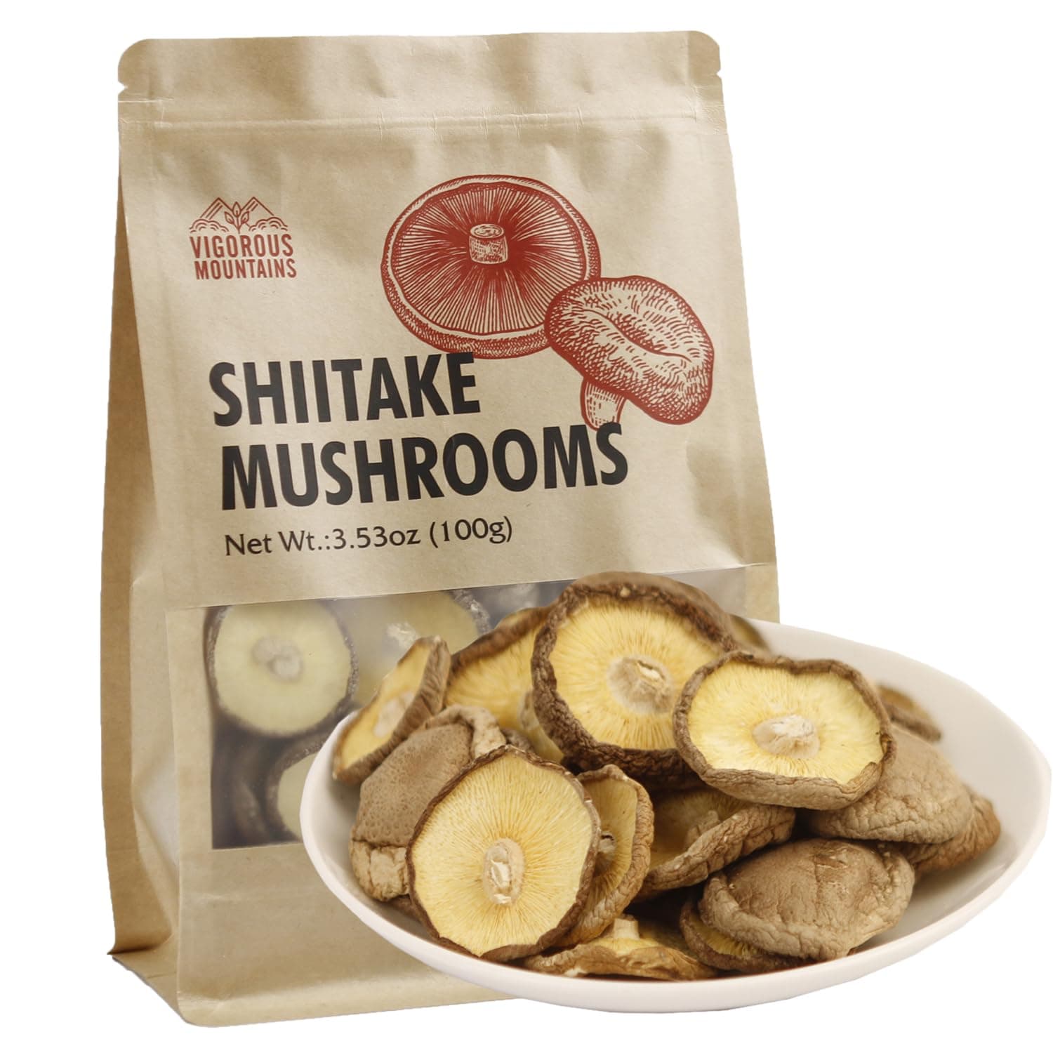 Dried Shiitake Mushrooms for Cooking, Pure Aroma Thin Cap Without Stem, Rehydrate Quickly, Soft Texture Gourmet Dried Mushrooms Shiitake 100g