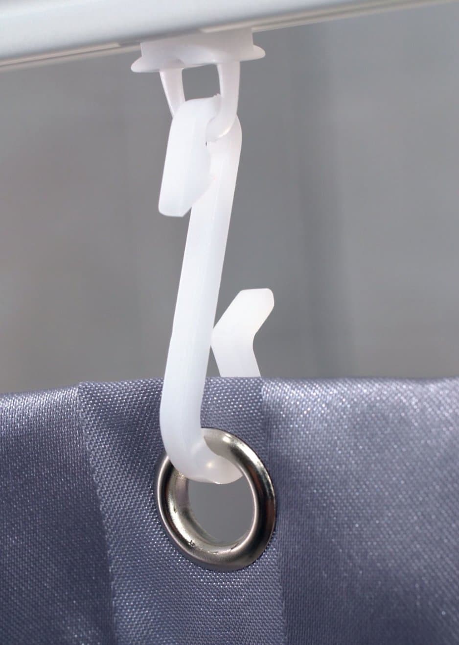 Replacement Parts 24 Hooks and 24 Gliders Ideal for Tracks and Rails for Shower Curtains White