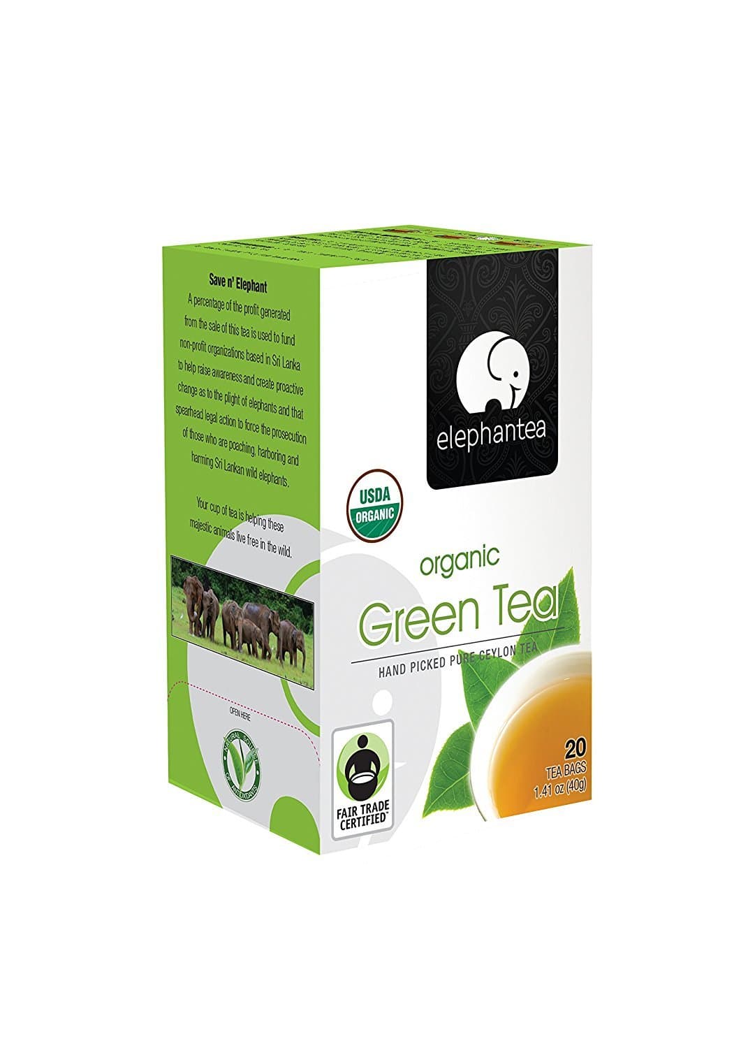 elephantea Organic Green Tea, 1.41 Ounce