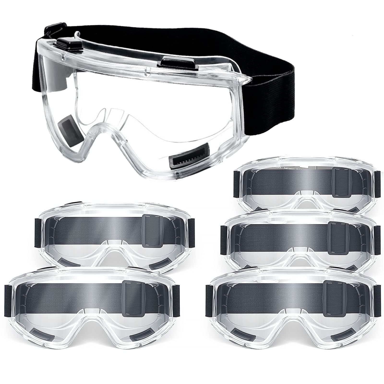 NALACAL 6 Pack Safety Goggles ANSI Z87.1 Glasses, Anti-Fog Protective Safety Glasses Lab Goggles,Stylish Safety Glasses, Clear Anti-Fog Anti-Scratch Protective Glasses For Men And Women