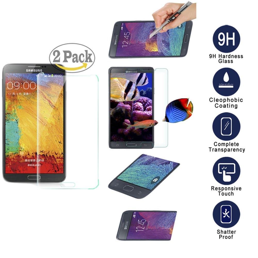 Galaxy Note 3 Screen Protector [2 Pack], KYAL Glass Screen Protector- [Tempered Glass] 9H Hardness, Bubble Free, Extra Thin Screen Protector for Samsung Galaxy Note 3