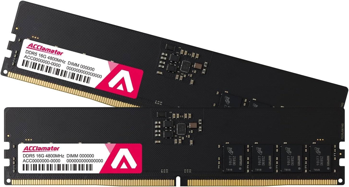 DDR5 RAM 32GB Kit (2x16GB) 4800MHz (PC5-38400) CL40 1.1V On die ECC UDIMM 288-Pin Desktop Memory Module Acclamator