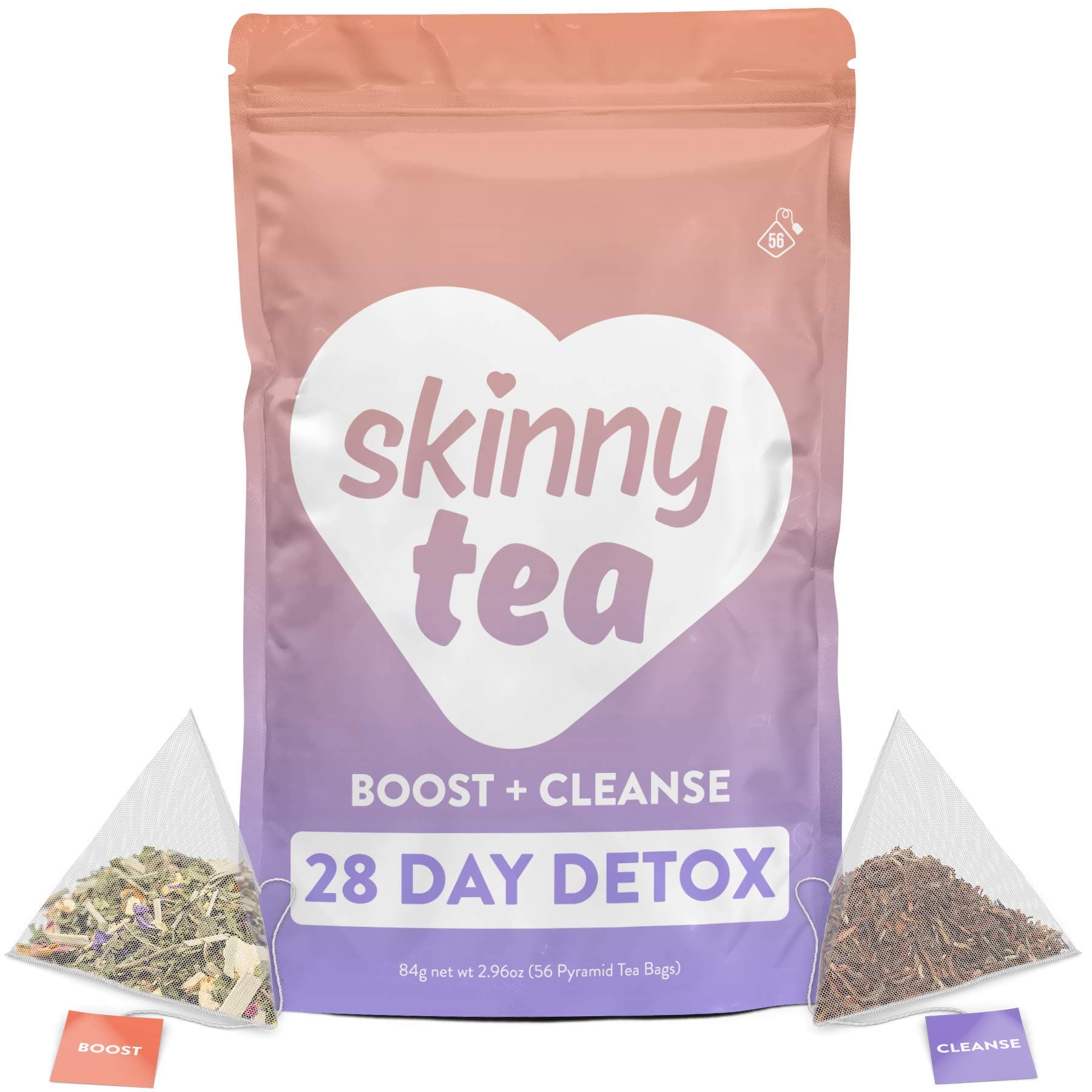28 Day Detox Tea for Weight Loss and Reduced Tummy Bloating: The Original 2-Step Detox Tea Program Includes 28 Morning Boost & 28 Evening Cleanse Pyramid Tea Bags