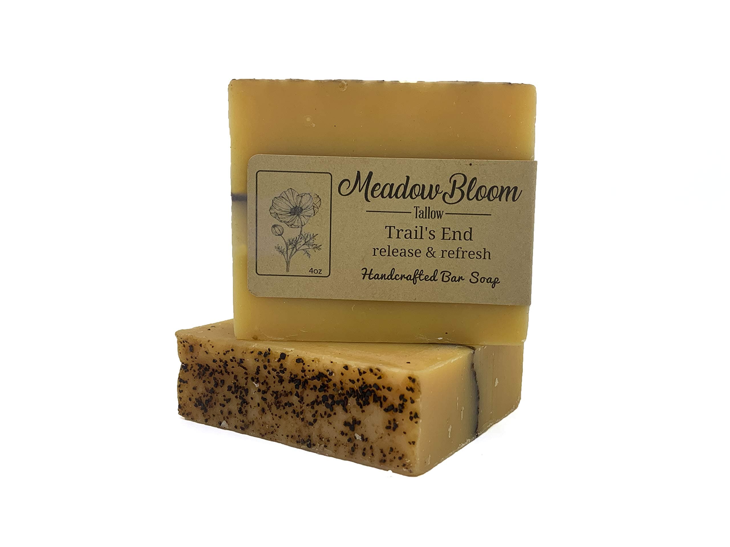 EST'D 2004 HC Meadow Bloom Tallow Bar Soap - Lemongrass, Coffee & Turmeric 2 Pack - Made with All Natural 100% Grass Fed Tallow Handmade Soap Bar - Great for Face or Body Soap