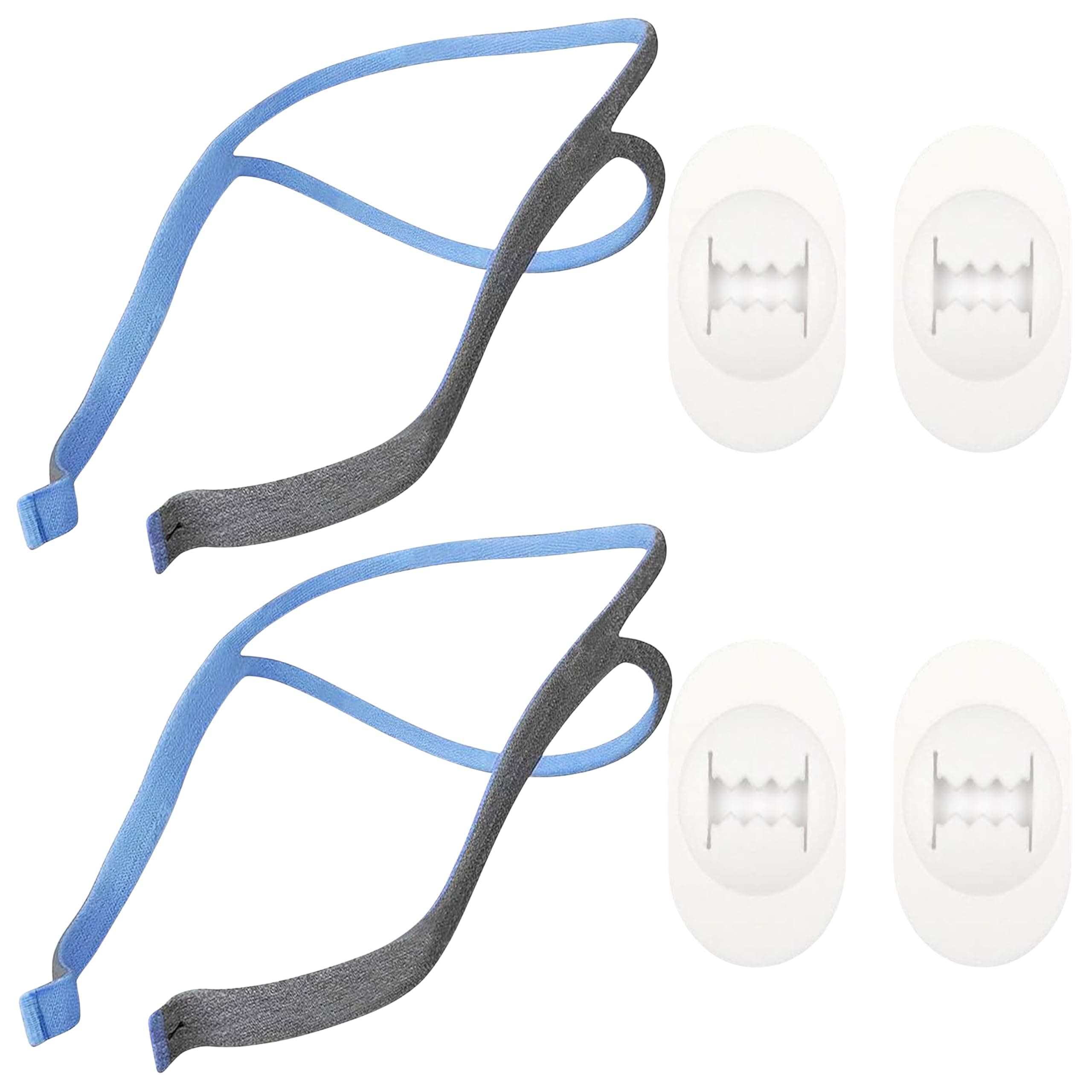 ResMed Airfit P10 Headgear Strap, Replacement CPAP Headgear Nose Pillow Mask, 2 Adjustable Replacement Straps and 4 Clips by NuBliss