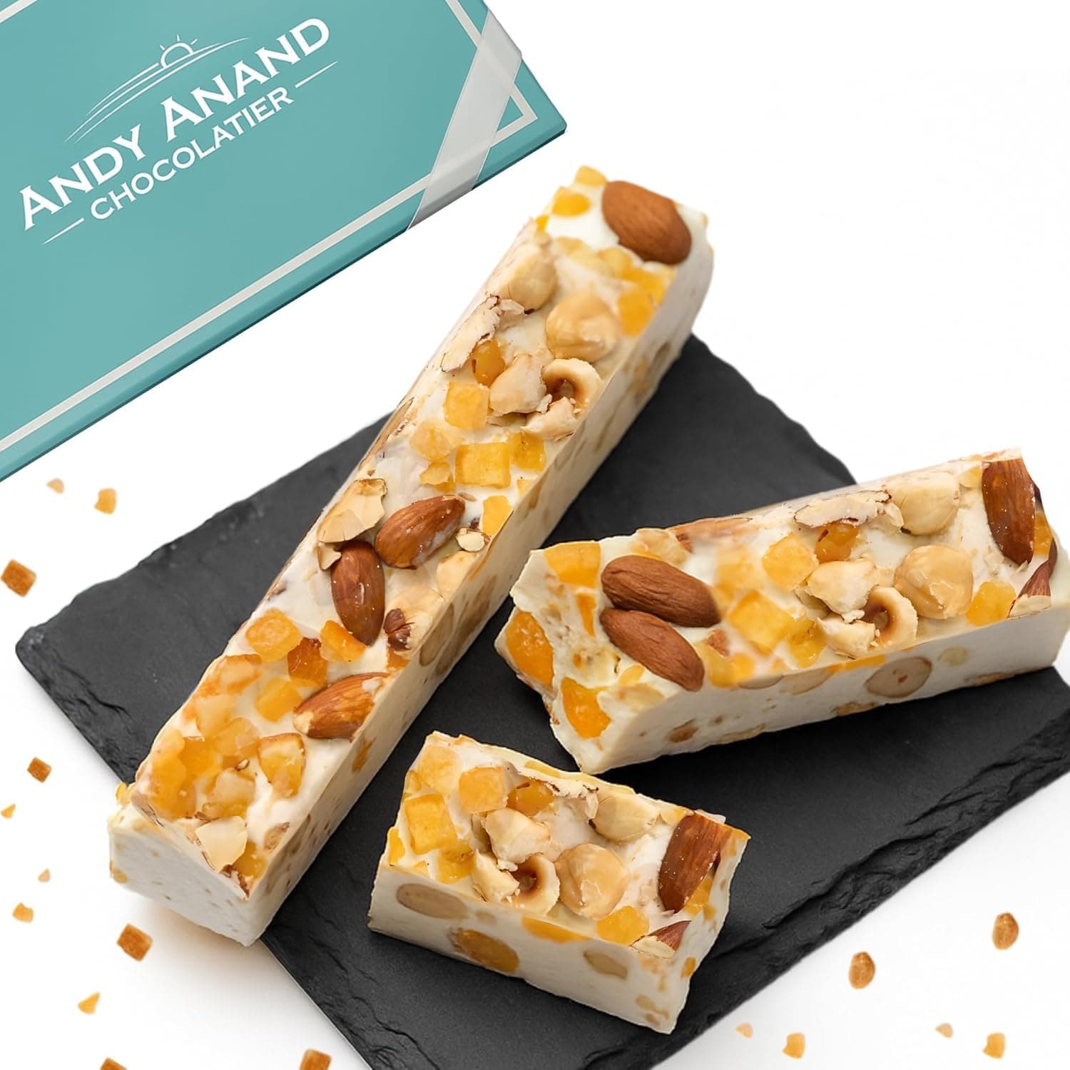 Nougat Candy – Soft Orange Peel Brittle with Roasted Almonds & Wildflower Honey from Spain – Gluten Free, Dairy & Soy Free Gourmet Snack, 7 Oz Box