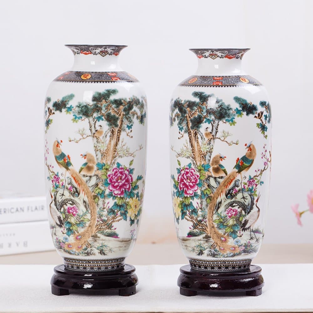 Modern chinese ceramic vase,A pair of classic creative vase decorative classic flower vase for home decoration-C W4.3*H10inch(11*25cm)