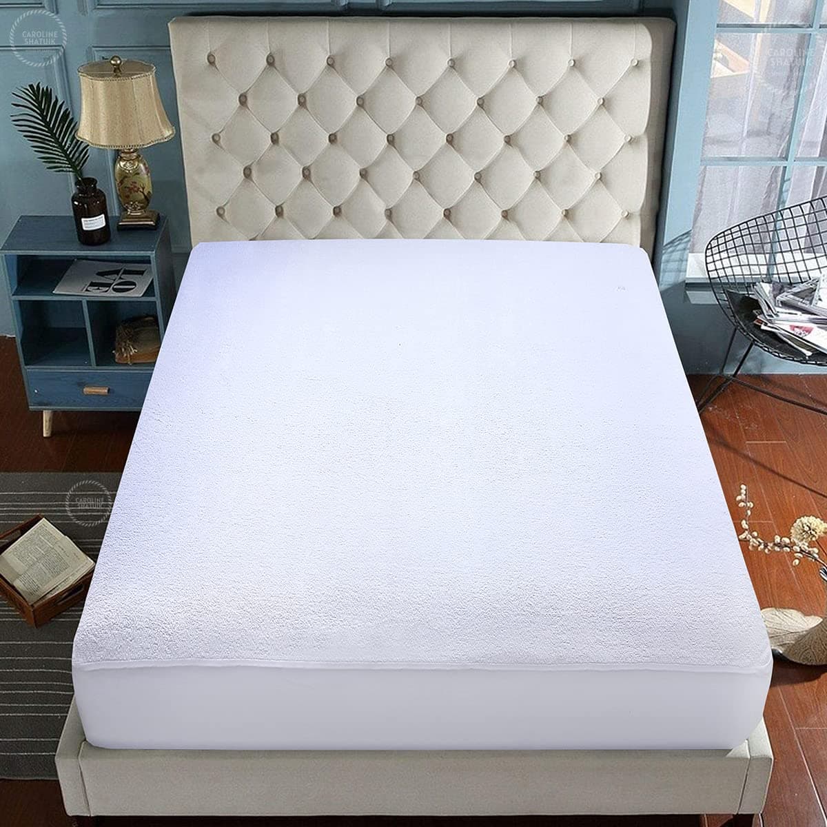 Waterproof Mattress Protector King Deep, Moisture Wicking Anti Allergy 30cm Fitted Stretch skirt Terry Towel Mattress Protector Cover (152 X 200cm)