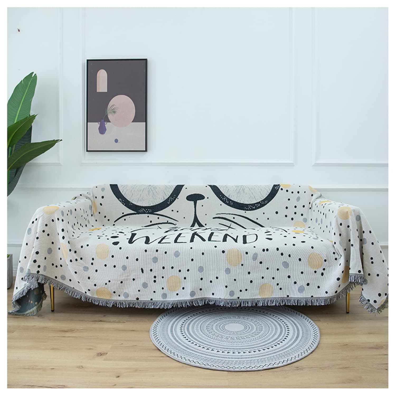 KUOSHAOYE Reversible Sofa Bedspread Throw Blanket Fashion personality Plaid Cotton Blanket Soft Lightweight Microfiber Blanket for Sofa Chair Bed Couch Co(Size:230 * 340cm/91 * 134in,Color:style 10)