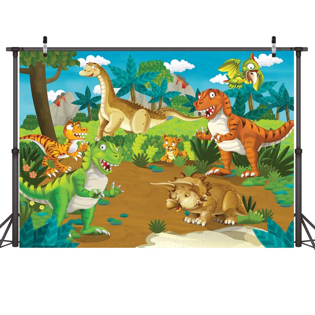 7x5t Cartoon Dinosaur Theme Backdrop Wild Forest Sunshine Birthday Party Baby Shower Newborn Kids Photography Background Cake Table Banner Decoration D078