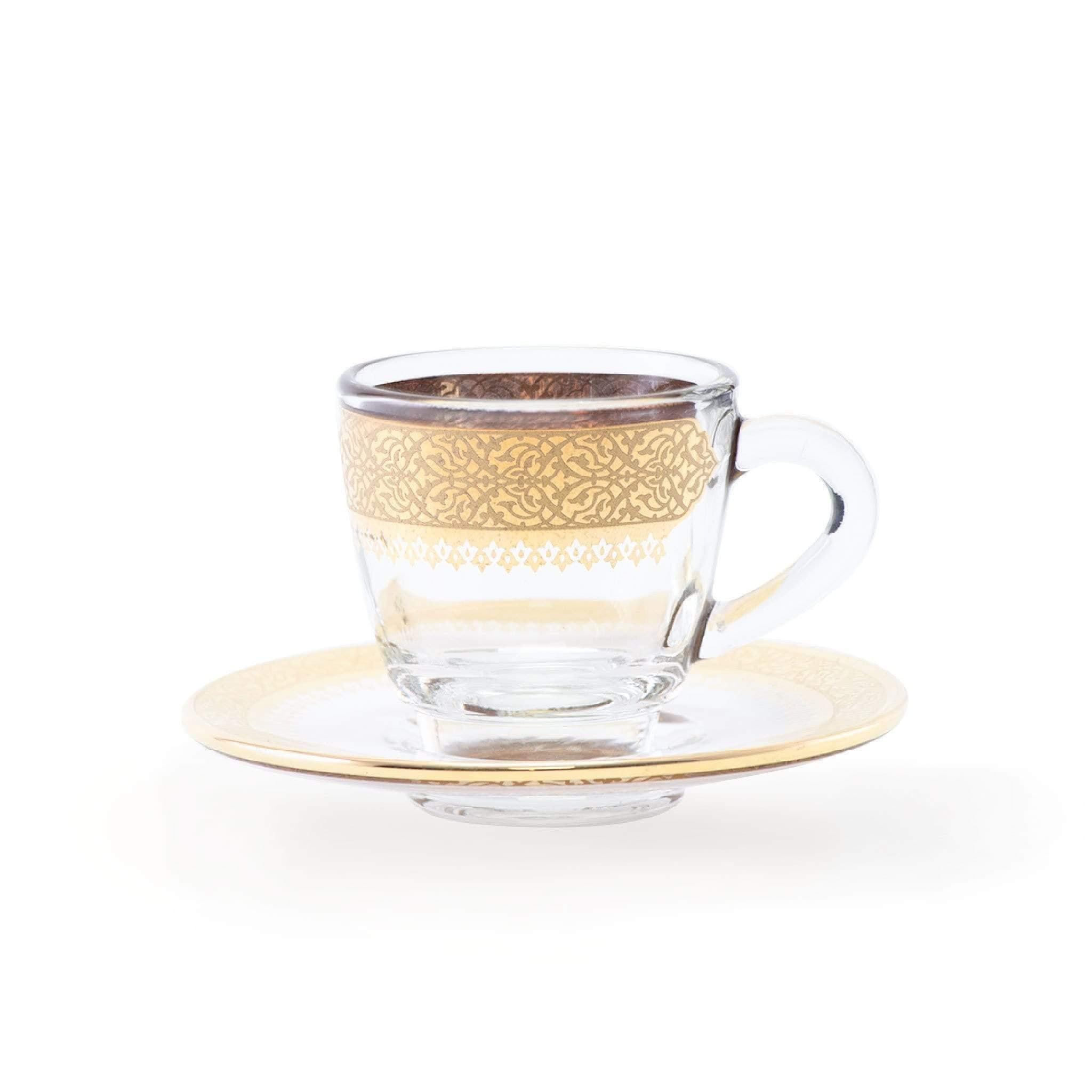 Set of 6 Pcs Coffee Cups and Saucers (Gold)