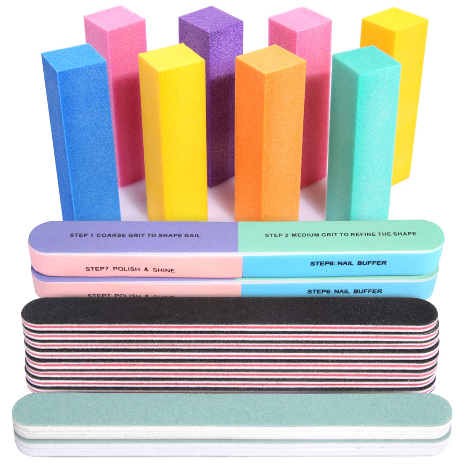 Nail Files and Buffers, FANDAMEI Professional Manicure Tools Kit Rectangular Art Care Buffer Block Tools 20Pcs/Pack