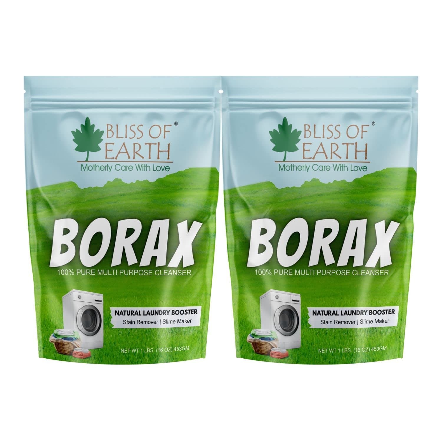 Bliss of Earth Borax Powder for Insects, Ant & Bugs Control, Borax Powder as Laundry Booster, Natural Cleaning Agent & Deodorizer, Stain Remover, & Home Cleaning – 2x453GM