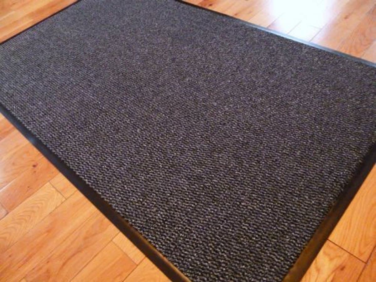 Extra Large Entrance Door Mat 120cm x 180cm Rubber Backed Non Slip - Grey/Black