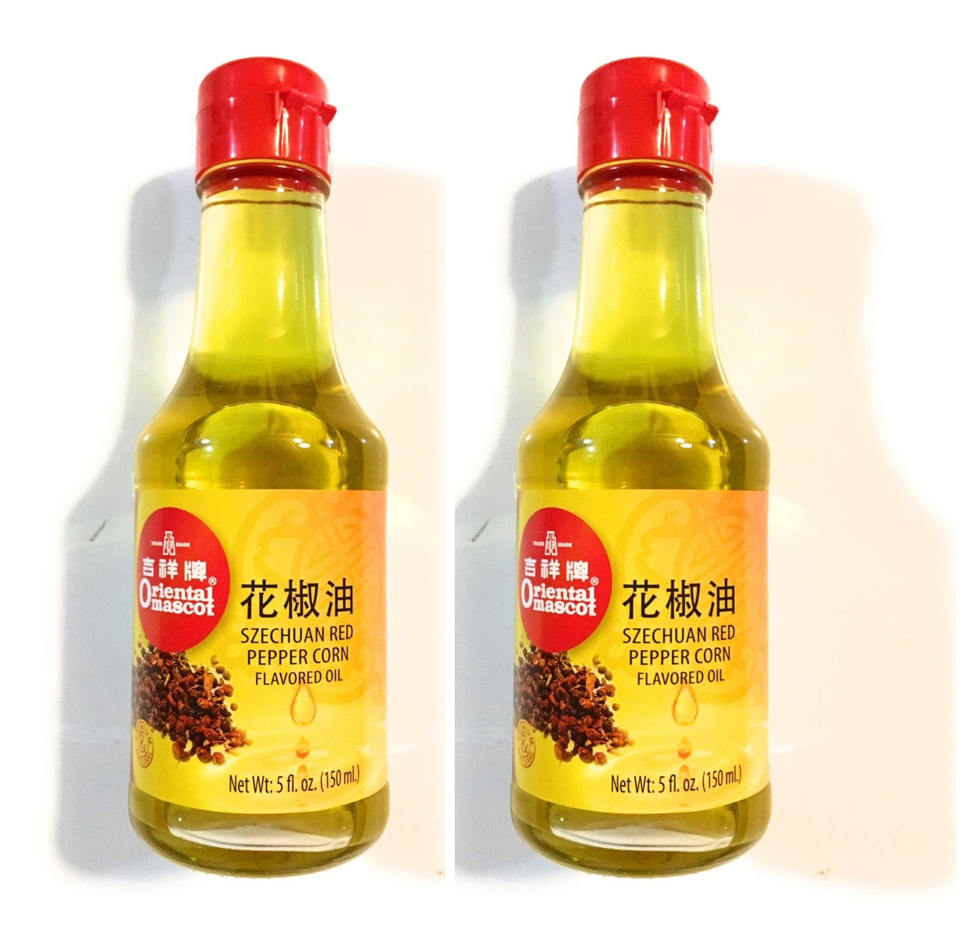 Oriental Mascot Szechuan Red Pepper Corn Flavored Oil 5 Fl Oz(2 Pack)花椒油