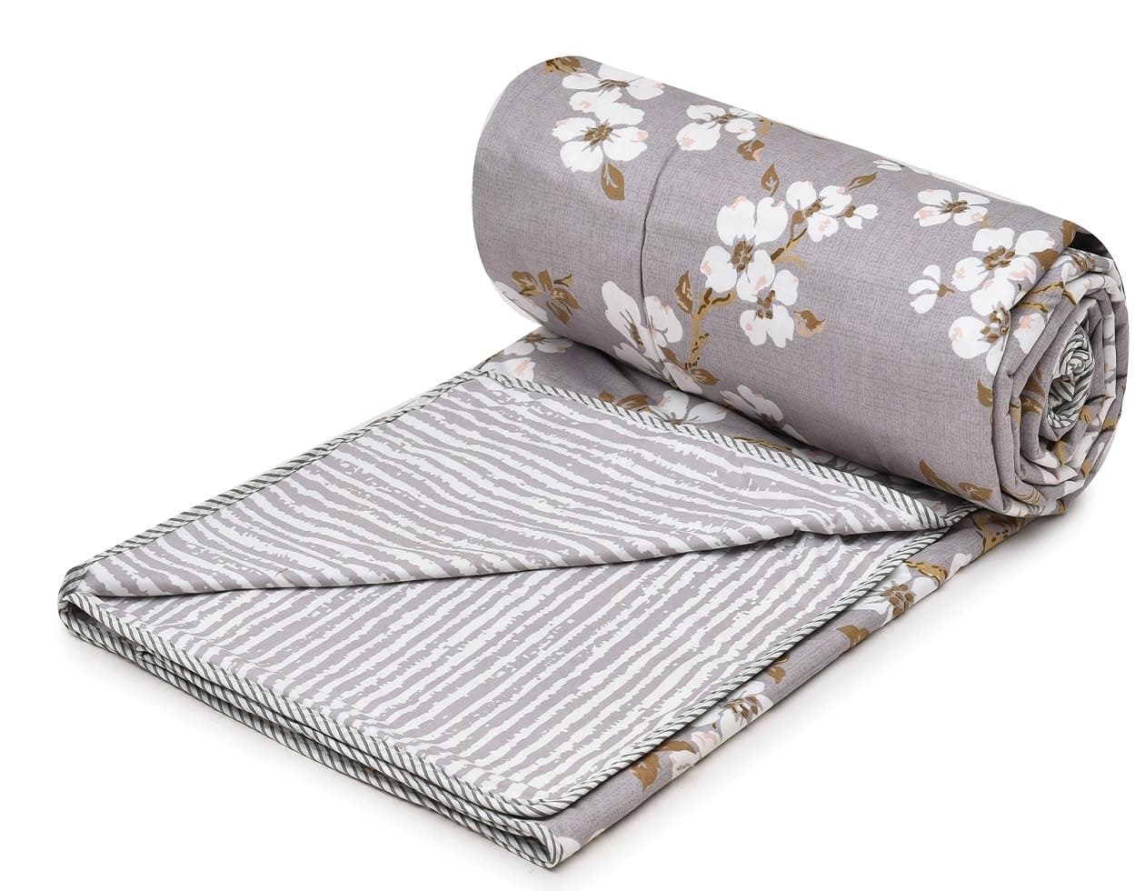 COZY FURNISH Super Soft Brushed Microfiber Cotton 3 Layer Breathable Single Dohar Lightweight Warm Bed Dohar 57X87(Inches) 144X220(CM) Flannel Dohar Throws for Bed| TC - 144, Green Pink