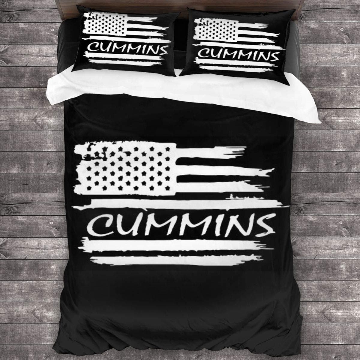 WUO8JIUC Microfiber Comforter Set 86x70 in,Cummins USA Flag Unique 3 Piece Bedding Sets with 2 Pillowcase