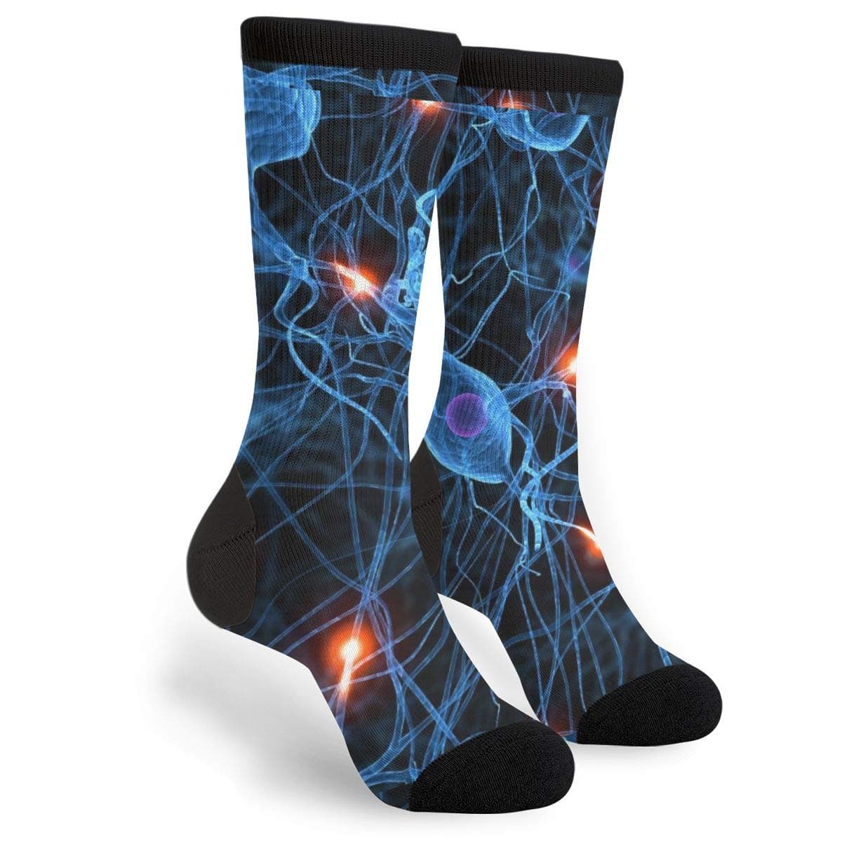 YISHOW3d Brain Cell Neuron Neurology Unisex Printing Seafarer Socks Deluxe Personality Short Sock 40CM, Black and White, One Size
