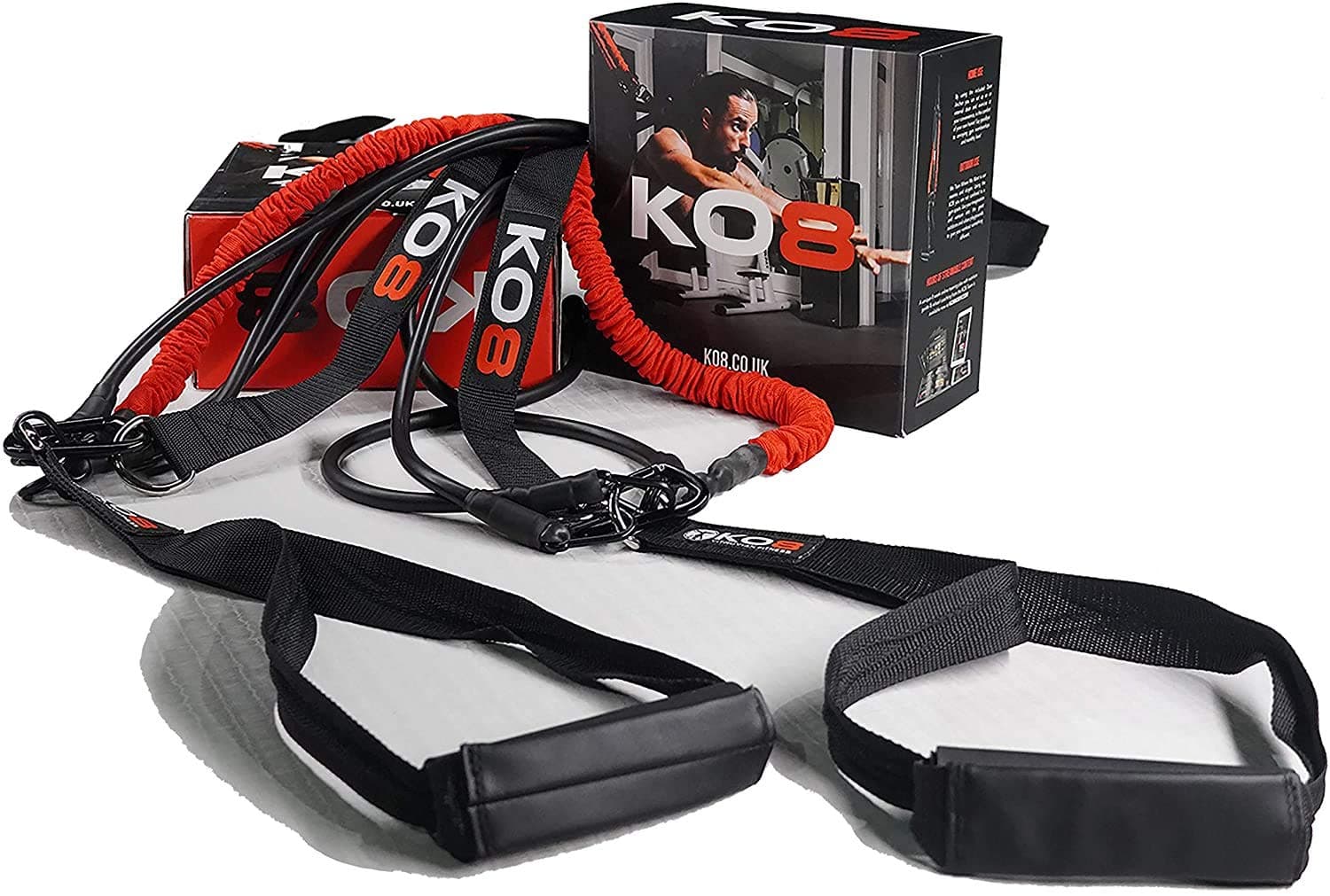 Functional Training System - 3-in-1: Suspension, Resistance, Athlete Modes - Black/Grey Steel/Aluminum Frame with Rubber Resistance Bands