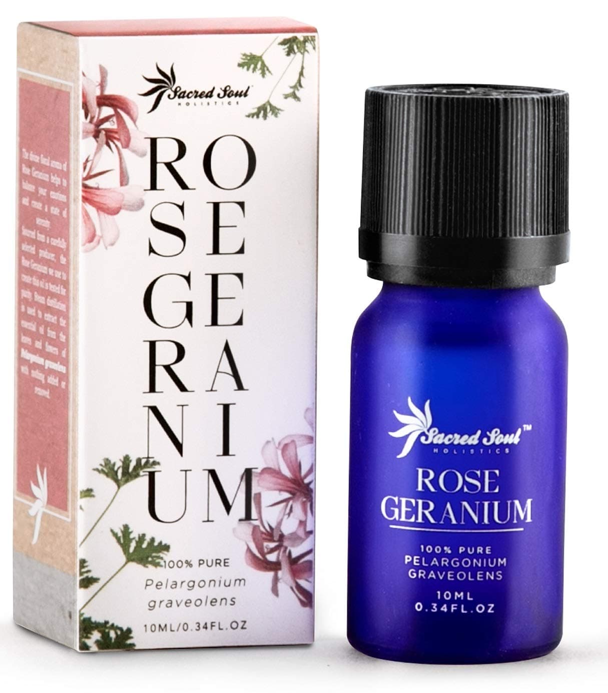 Sacred Soul 100% Pure Rose Geranium Essential Oil - 10ml - GCMS Tested - Calming, Balancing & Healing - Perfect for Aromatherapy, Diffuser, Blends & Skin