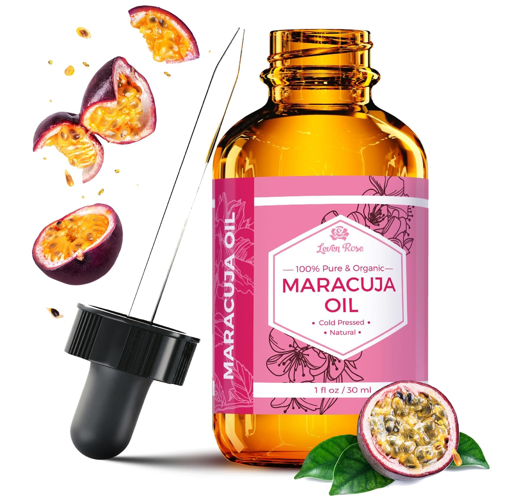 Maracuja Oil by , Passion Fruit Seed Oil 100% Natural Moisturizer for Hair Skin and Nails 1 oz