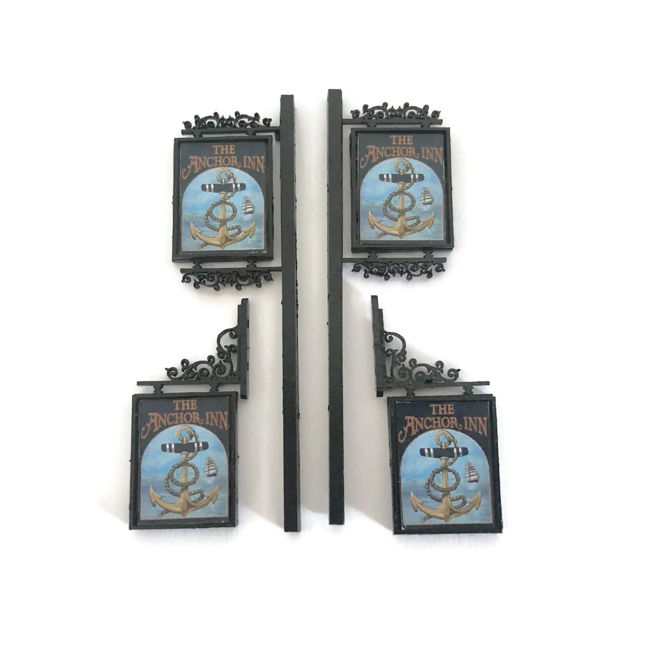 LX250-OO Laser Cut Pub Signs (Pack of 4) By Scale Model Scenery For OO Scale Model Railway Layouts & 1:76 Diecast Dioramas