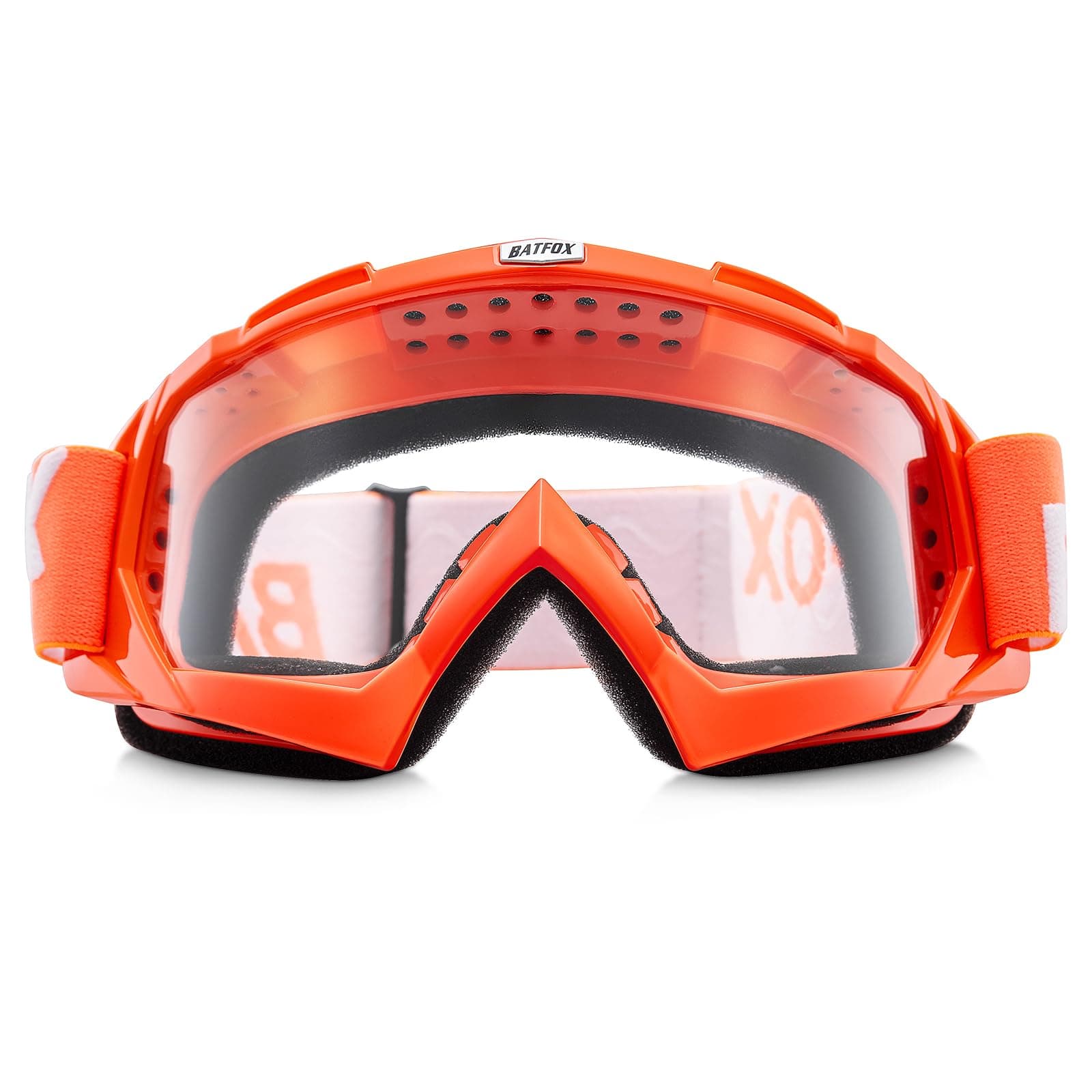 BATFOXDirt Bike ATV Goggles Motorcycle Glasses Riding Motocross 4-Wheeler MX DH Accessories for Men Women Youth UV Protection Safety Dust-Proof Anti-Slip Strap(Clear-red)