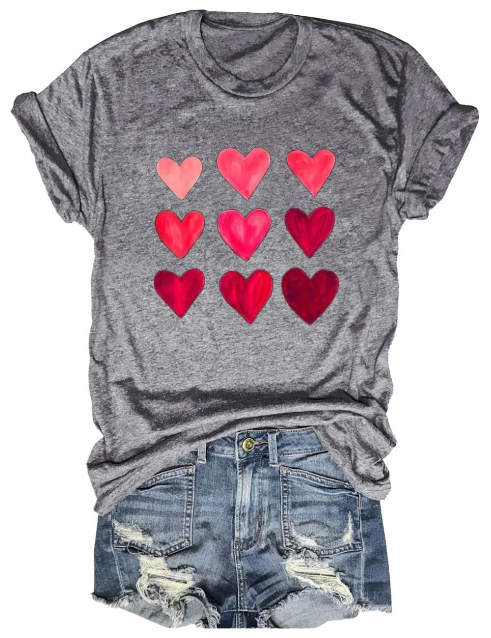 BeopjeskWomens Valentine's Day Graphic Tees Short Sleeve Heart Printed Shirts Blouse Tops