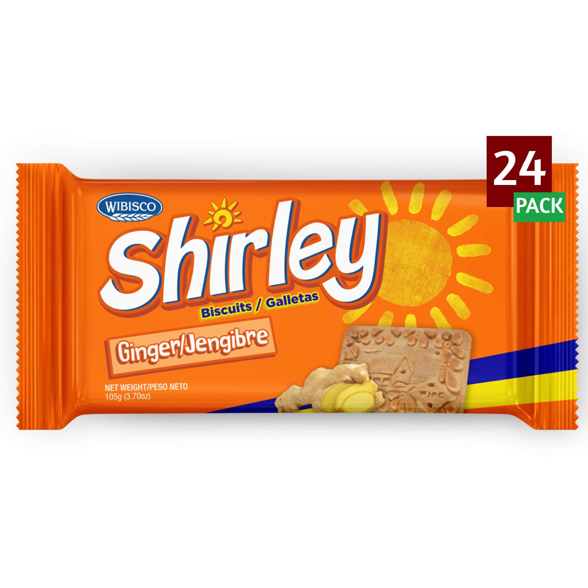 Wibisco Shirley Biscuits, Ginger, 3.7 (Pack of 24)