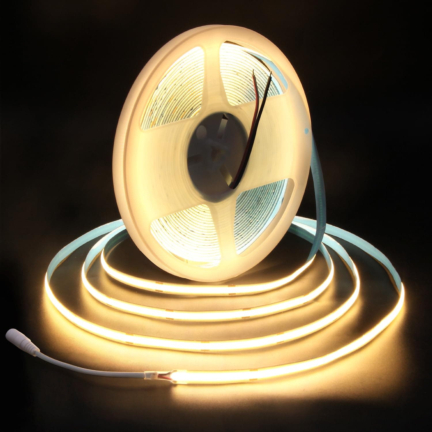 24V COB LED Strip 10m Warm White 3000K LED Strip Light Self-Adhesive 320LEDs/M Non-Waterproof IP30 for DIY Indoor Lighting Home Decoration (Without Power Supply and Dimmer)