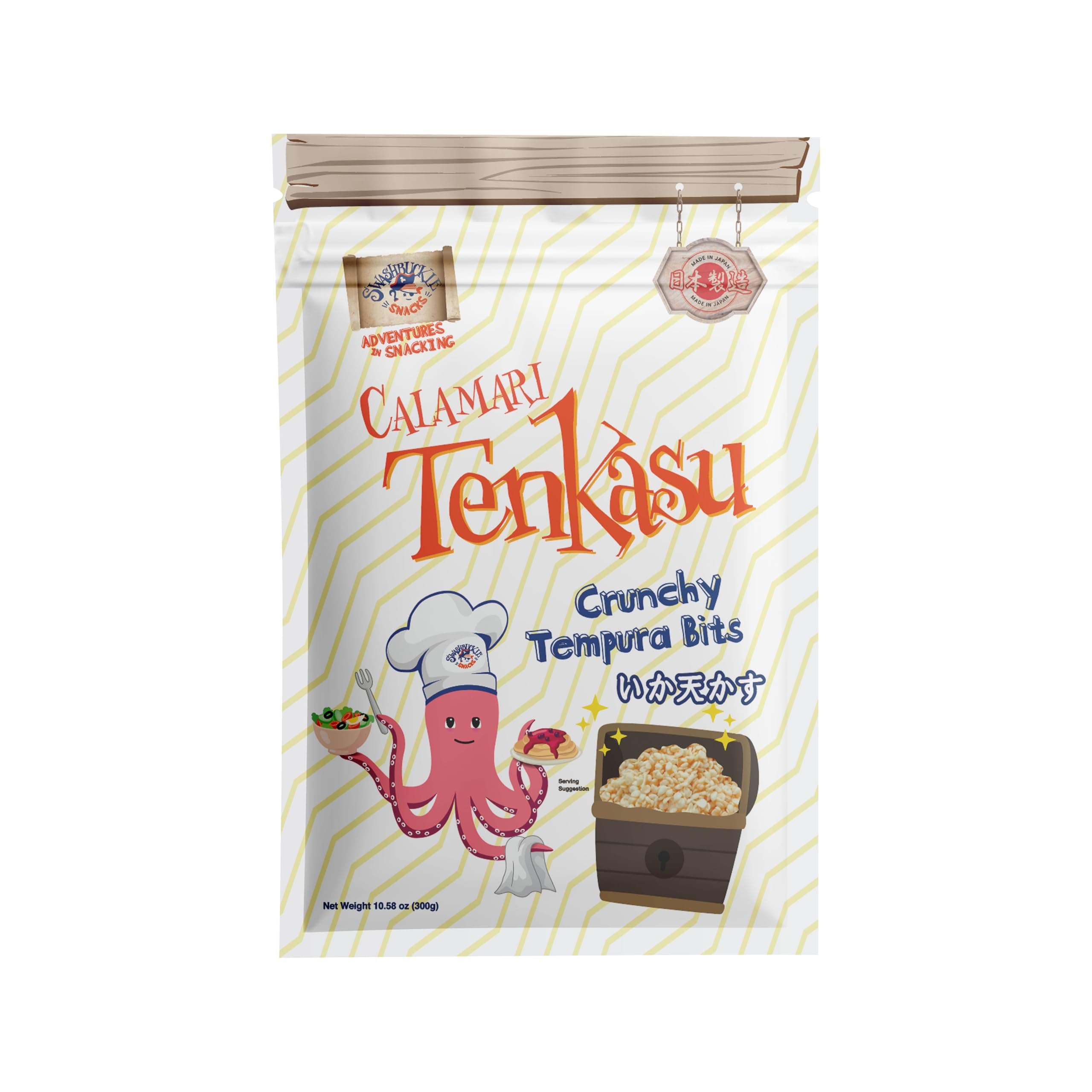 Calamari Tenkasu Tempura Bits 10.58 Ounce (300g), Authentic Japanese Snack by Swashbuckle Snacks, Made in Japan