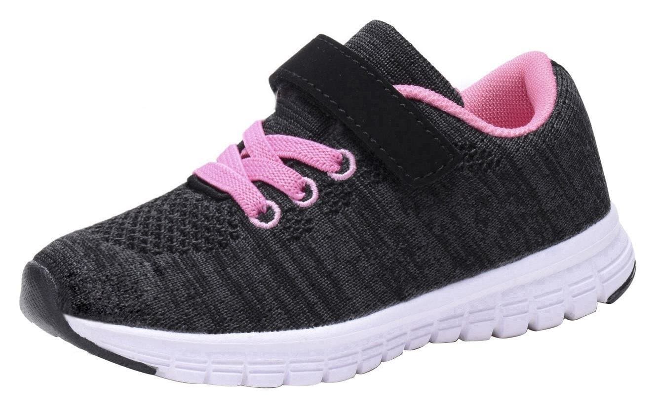 Toddler Girls Sneakers Kids Comfort Running Shoes (7 Toddler, New Black/Pink)