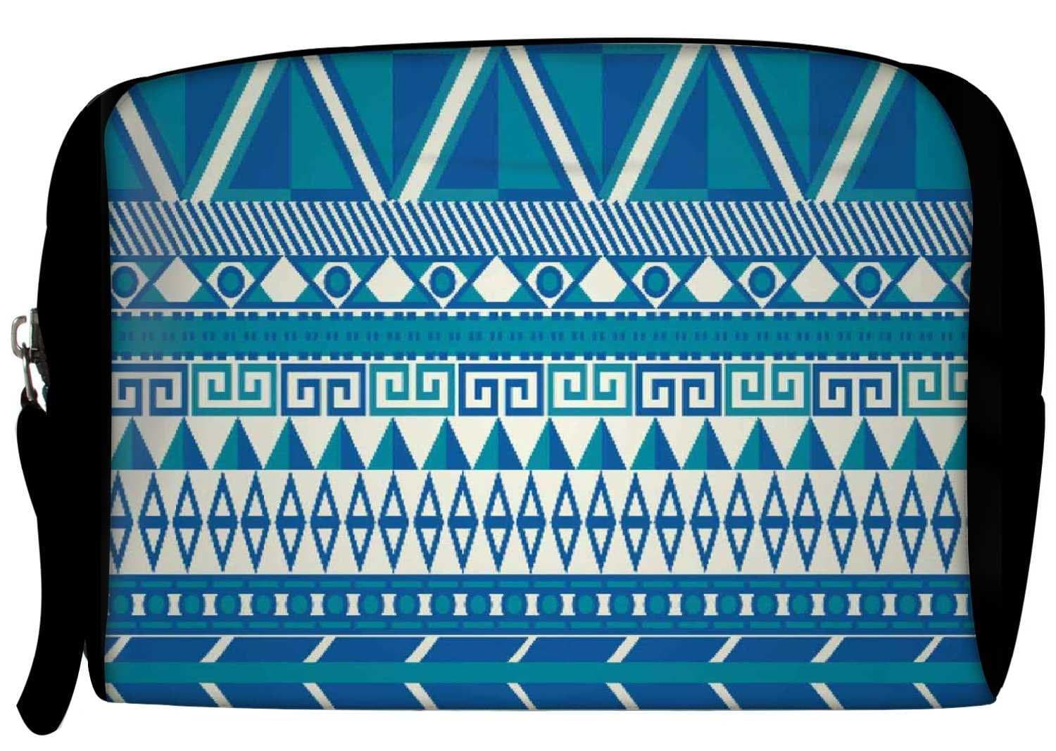 Snoogg Aztec Pattern Triangular Makeup Bag Travel Cosmetic Bag Brush Pouch Toiletry Bag Jewelry Electronics Accessories Organizer Portable Carry Make Up Case for Women Girls