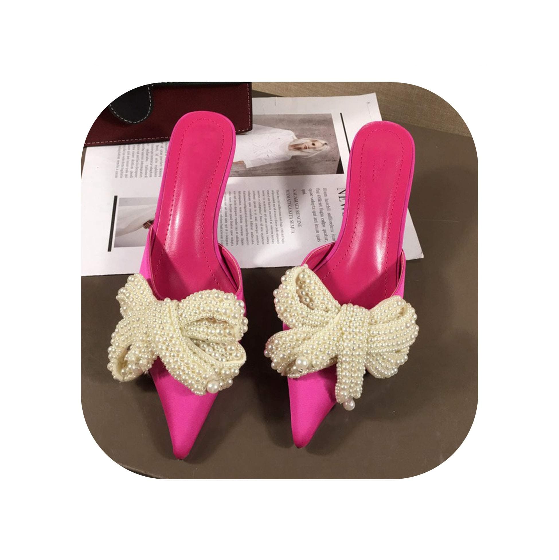 Women Mules Slippers Med Heel Sandals Summer Slip On Slides Brand Butterfly Loafers Flip Flops Shoe