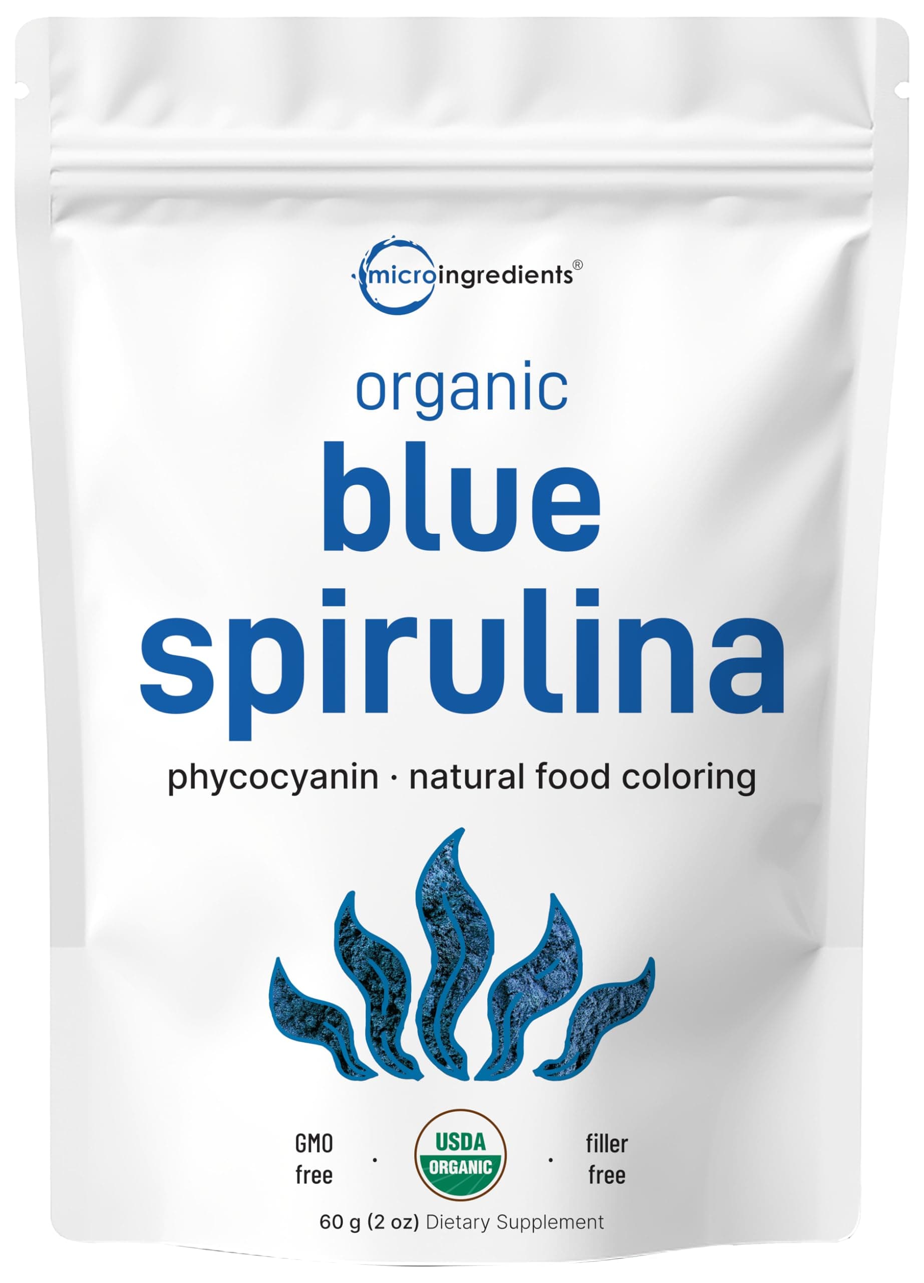 Organic Blue Spirulina Powder (Phycocyanin Extract), 50 Servings - No Fishy Smell, 100% Vegan Protein from Blue-Green Algae, Natural Luminous Food Coloring for Smoothies, Baking, Drinks & Cooking