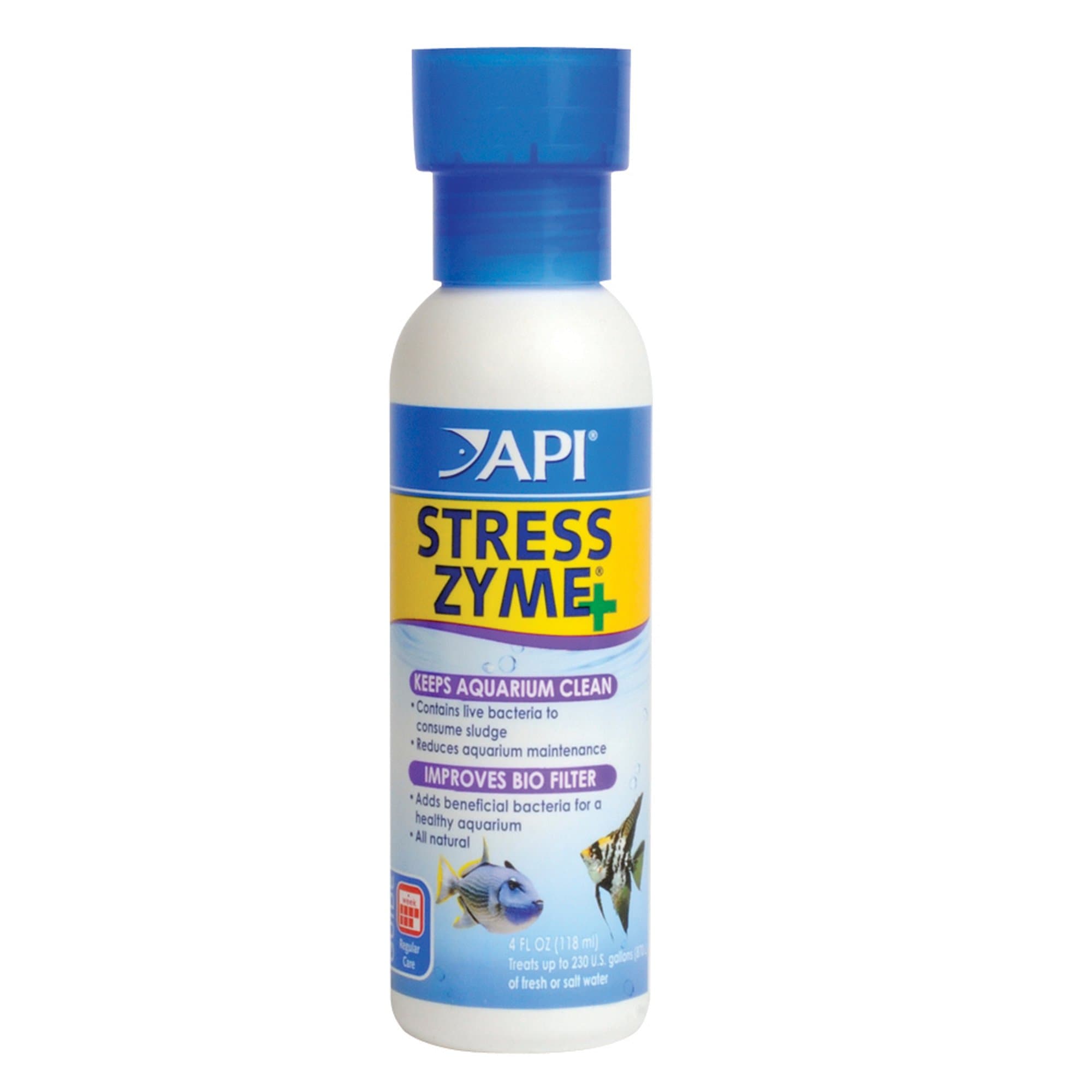 STRESS ZYME Freshwater and Saltwater Aquarium Water Cleaning Solution 118 ml Bottle