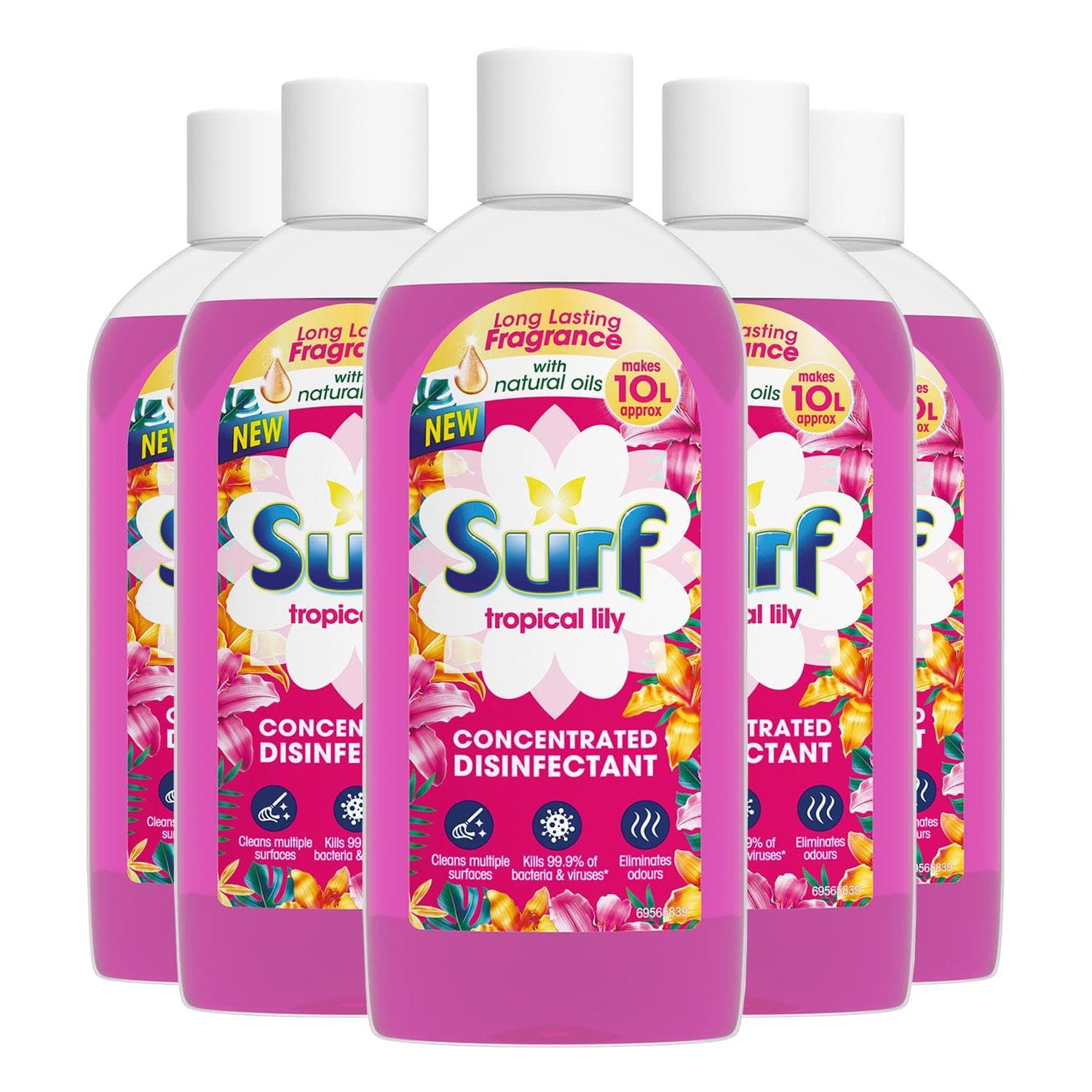 Surf Passion Bloom Concentrated Disinfectant All-Purpose Cleaner Long Lasting Fruity and Tropical Fragrance with Natural Oils Cleans Multiple Surface, 240ml (Tropical Lilly, Pack of 5)