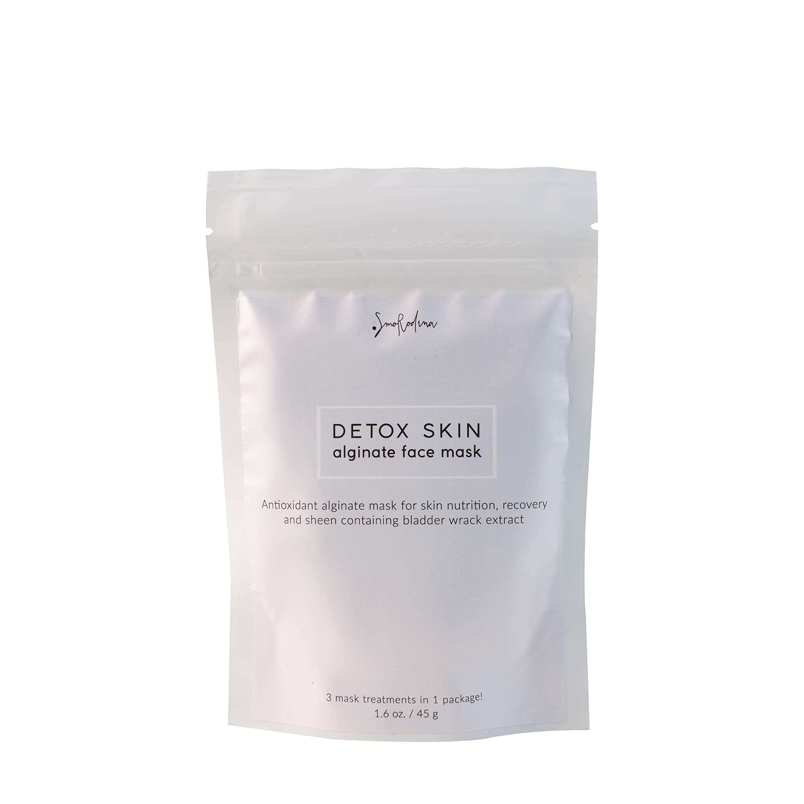 SmoRodina Detox Skin Alginate Face Mask, 3 Treatments. Antioxidant and Detox Mask for Skin Nutrition, Fast Recovery and Radiance. Contains Bladderwrack Extract