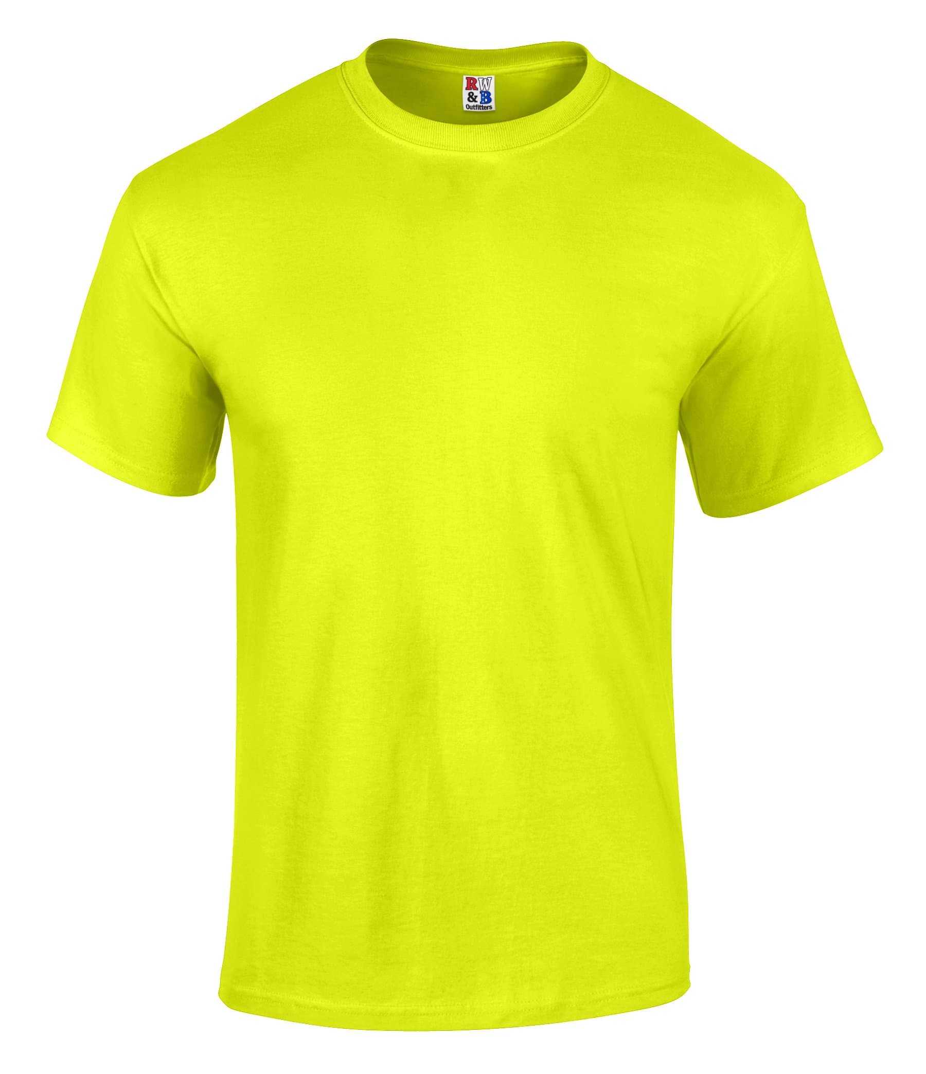 Men's High Visibility Safety Work T Shirt 100% Heavyweight Cotton Made in USA