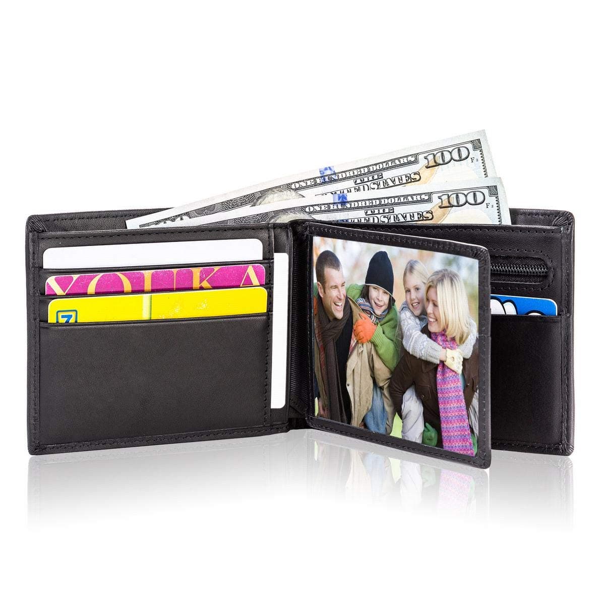 Lositto RFID Blocking Genuine Leather Bifold Wallet for Men with Zipper and Coin Pocket (Vintage Charcoal Black)