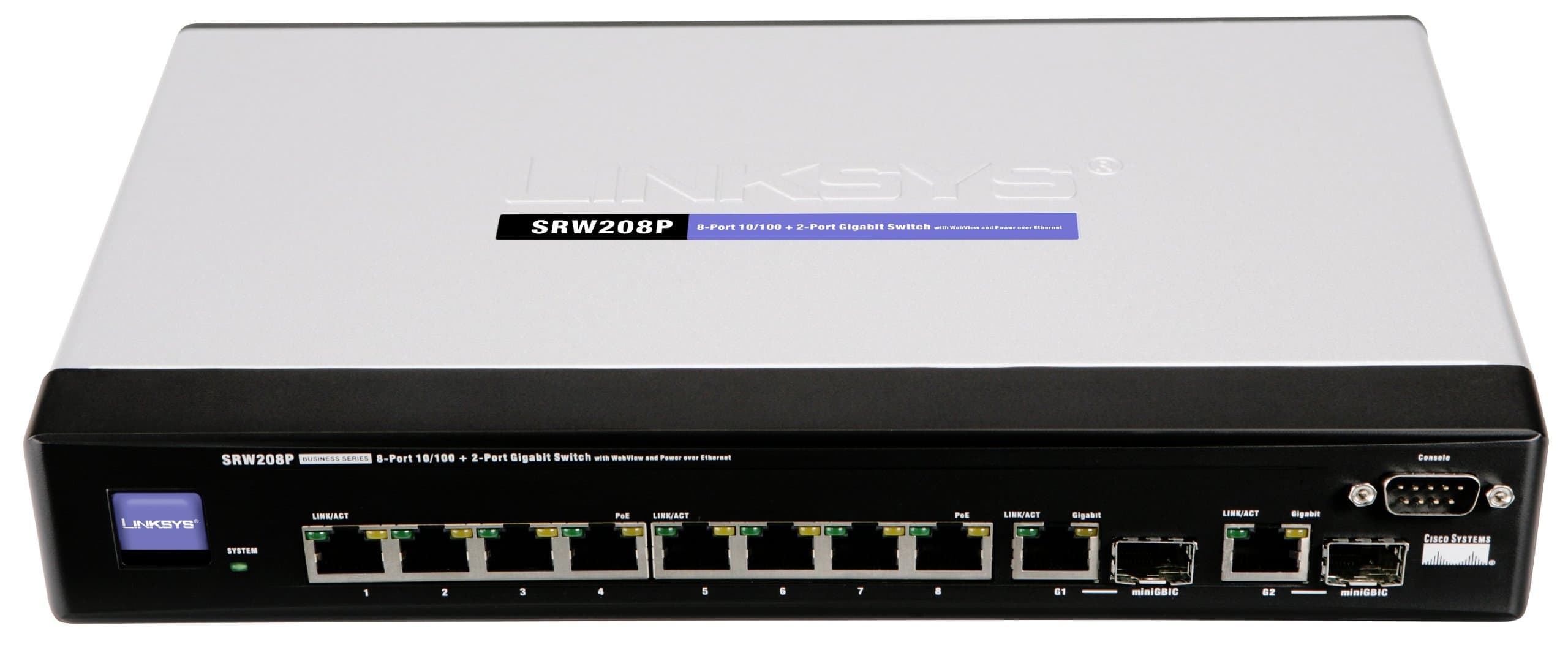 Linksys by Cisco SRW208P 8-Port 10/100 Ethernet Switch - WebView/PoE