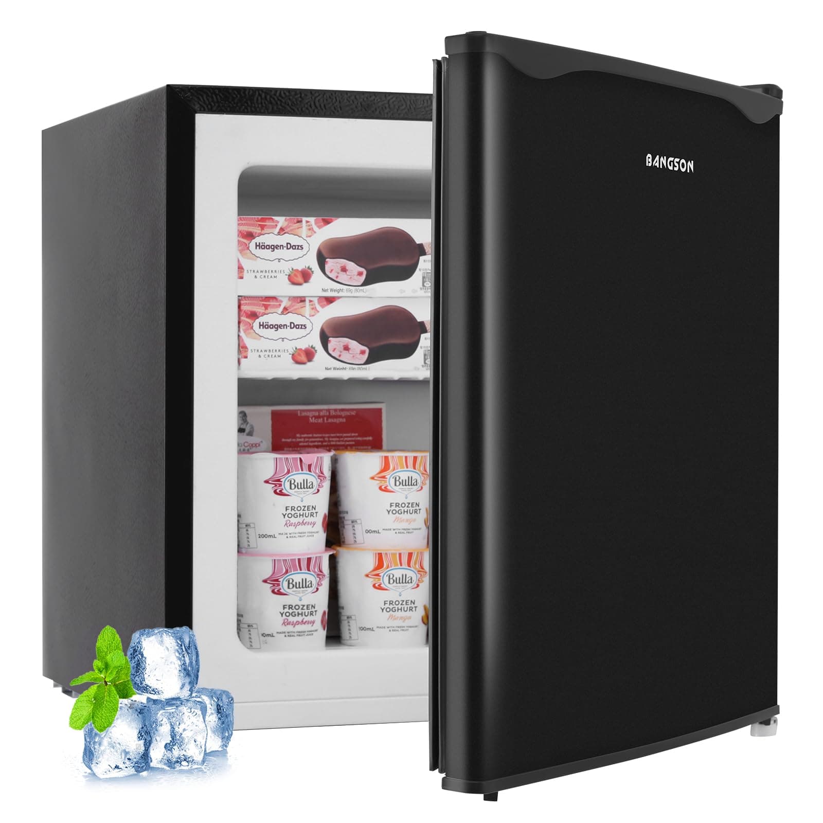 BANGSON Upright Freezer,1.1Cu.ft Mini Freezer with Removable Shelf, Single Door Mini Freezer for Home/Dorms/Apartment/Office (Black)