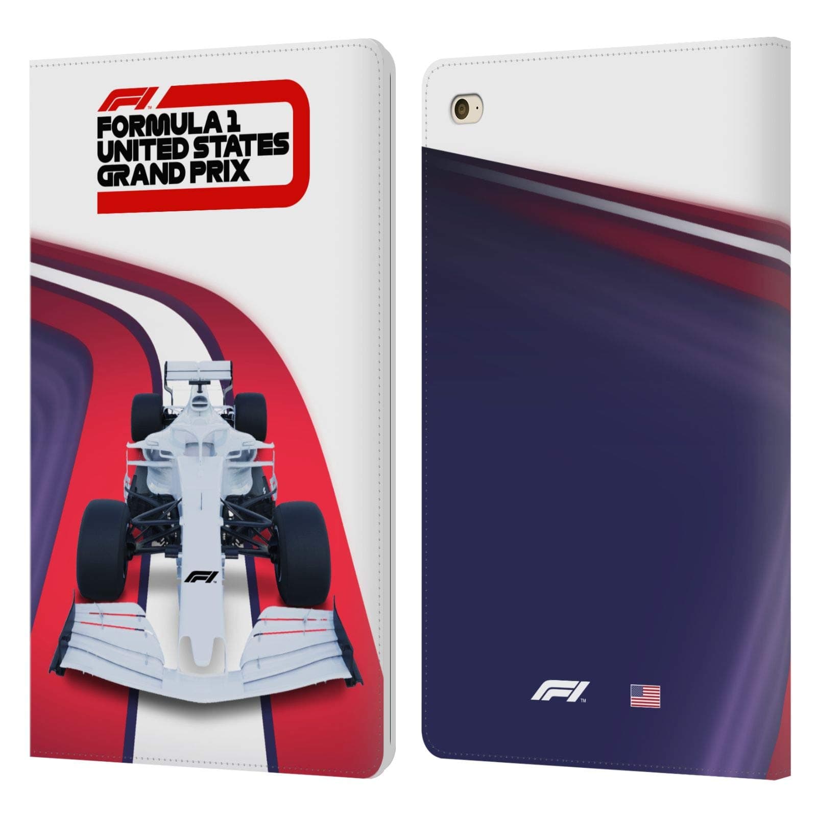 Head Case Designs Officially Licensed Formula 1 F1 United States Grand Prix World Championship 2 Leather Book Wallet Case Cover Compatible with Apple iPad Mini 4