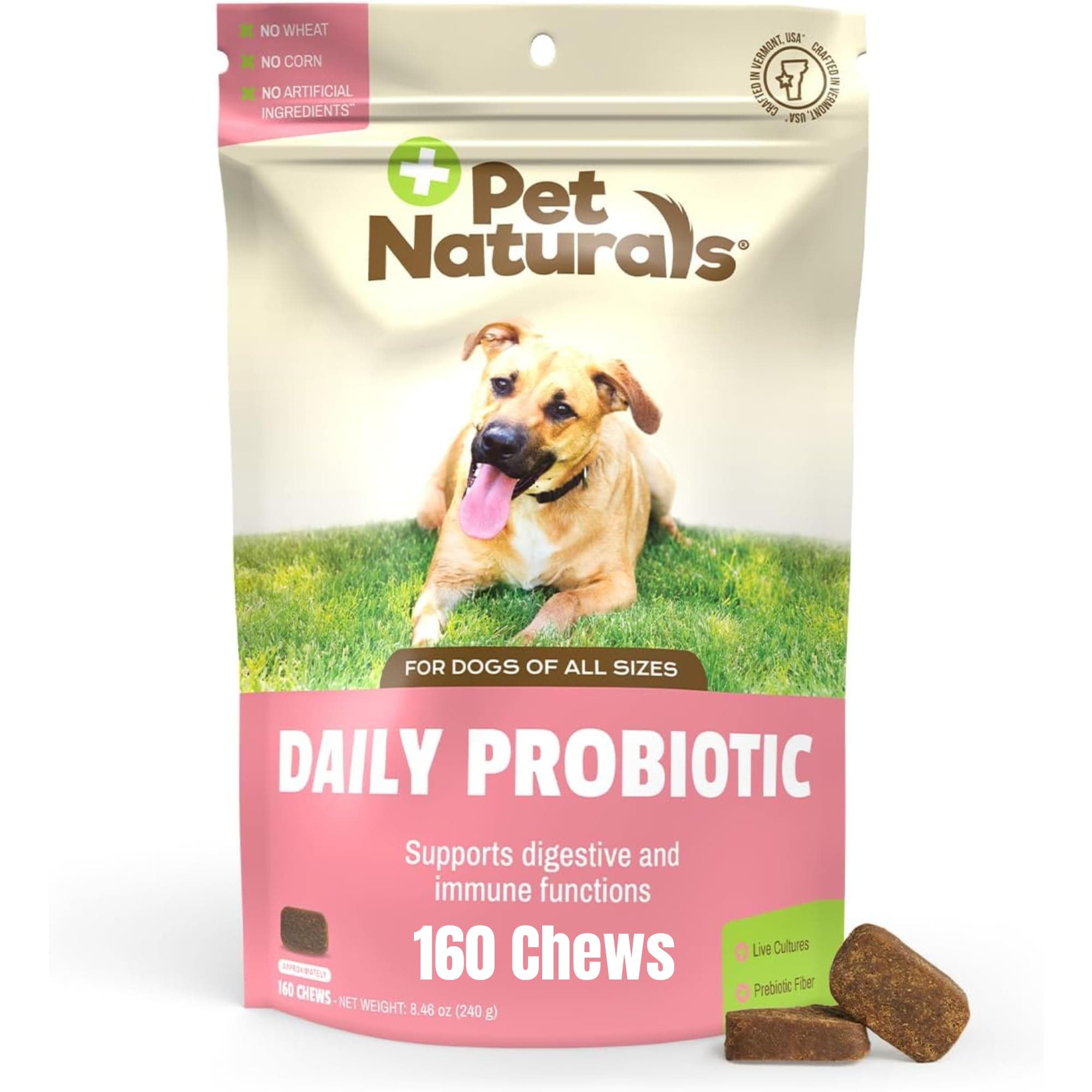 Daily Probiotic for Dogs, Duck Flavor, 160 Chews - 120M CFUs Pre and Probiotics for Dogs Digestive Health, Gut Health, Immune Support, Diarrhea, Allergies and Itching