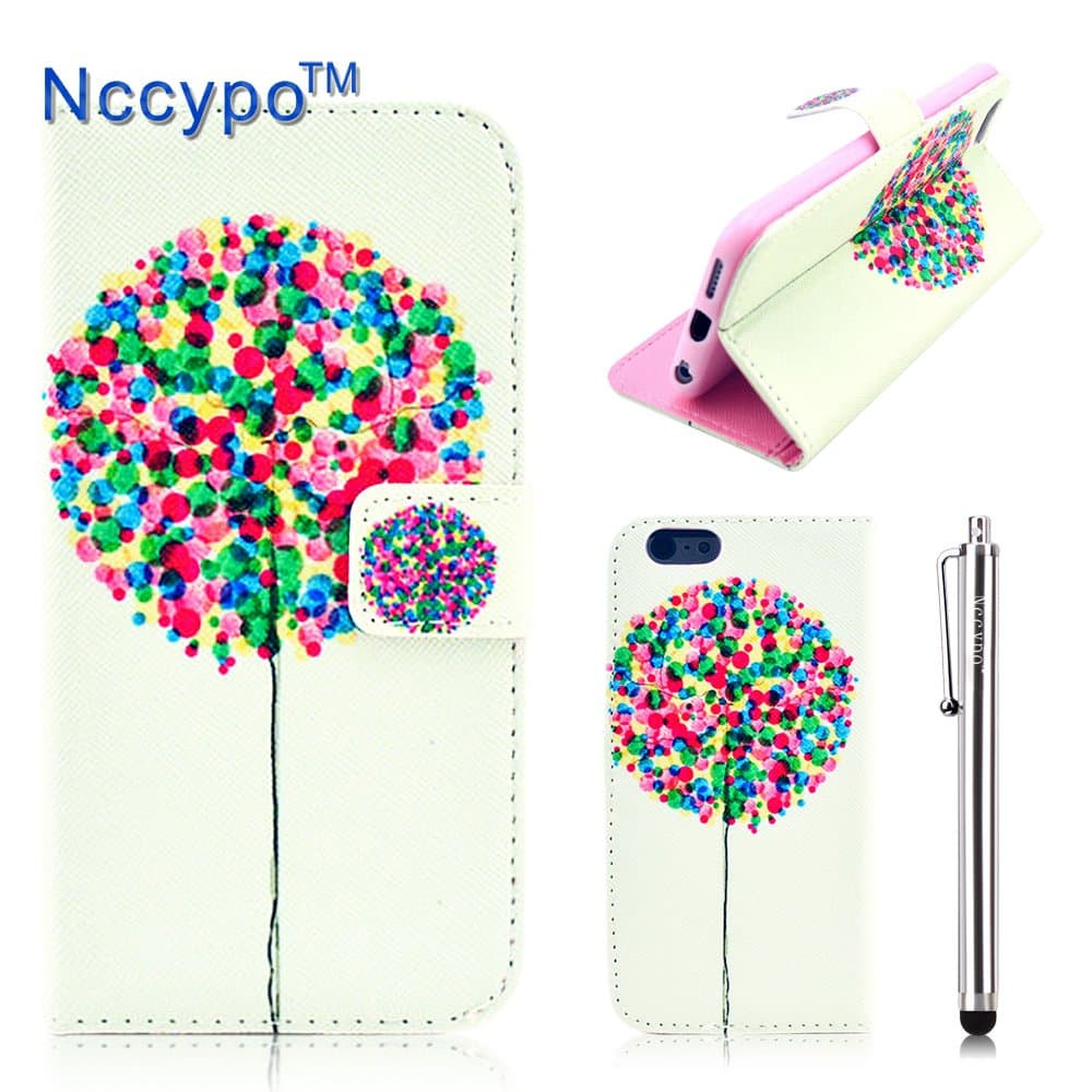iPhone 6 Plus Case, Nccypo Newly Fashion PU Leather Magnet Wallet Slim Protective Shell Case Cover For Apple iPhone 6 Plus(5.5 inch)[Colorful Air Balloons] with Credit Cards Slots and Stylus