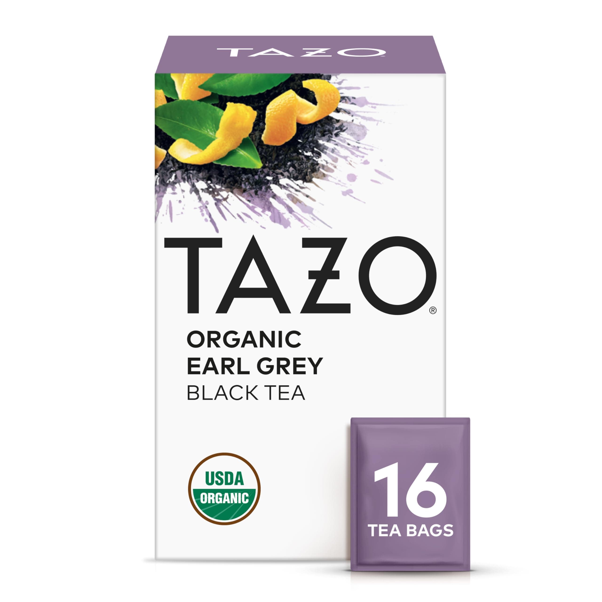 Organic Earl Grey Tea Bags, Black tea with Caffeine, 16 Total Tea Bags