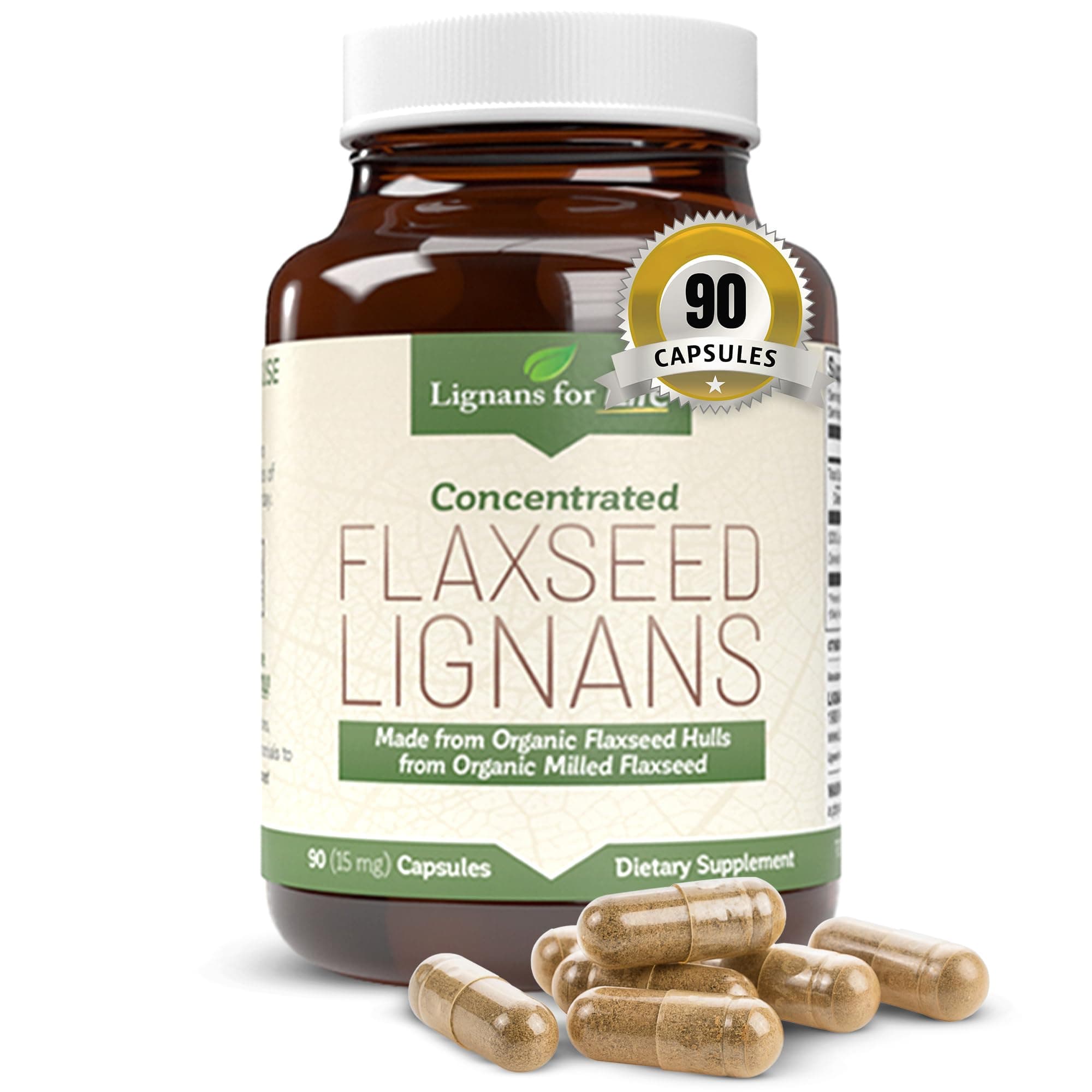 Lignans for Life Flaxseed Lignans for Dogs & People, 15mg - 90 Capsules - Natural Hormone Support