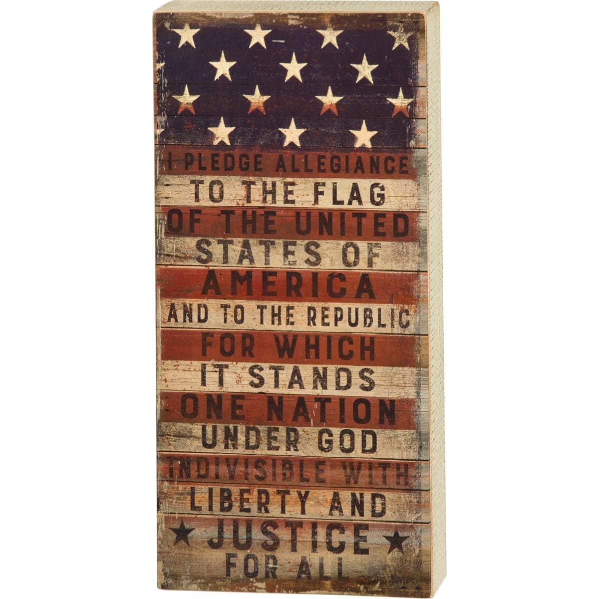 Primitives by Kathy31558 Rustic Patriotic Box Sign, 9 x 18-Inches, Pledge to The Flag