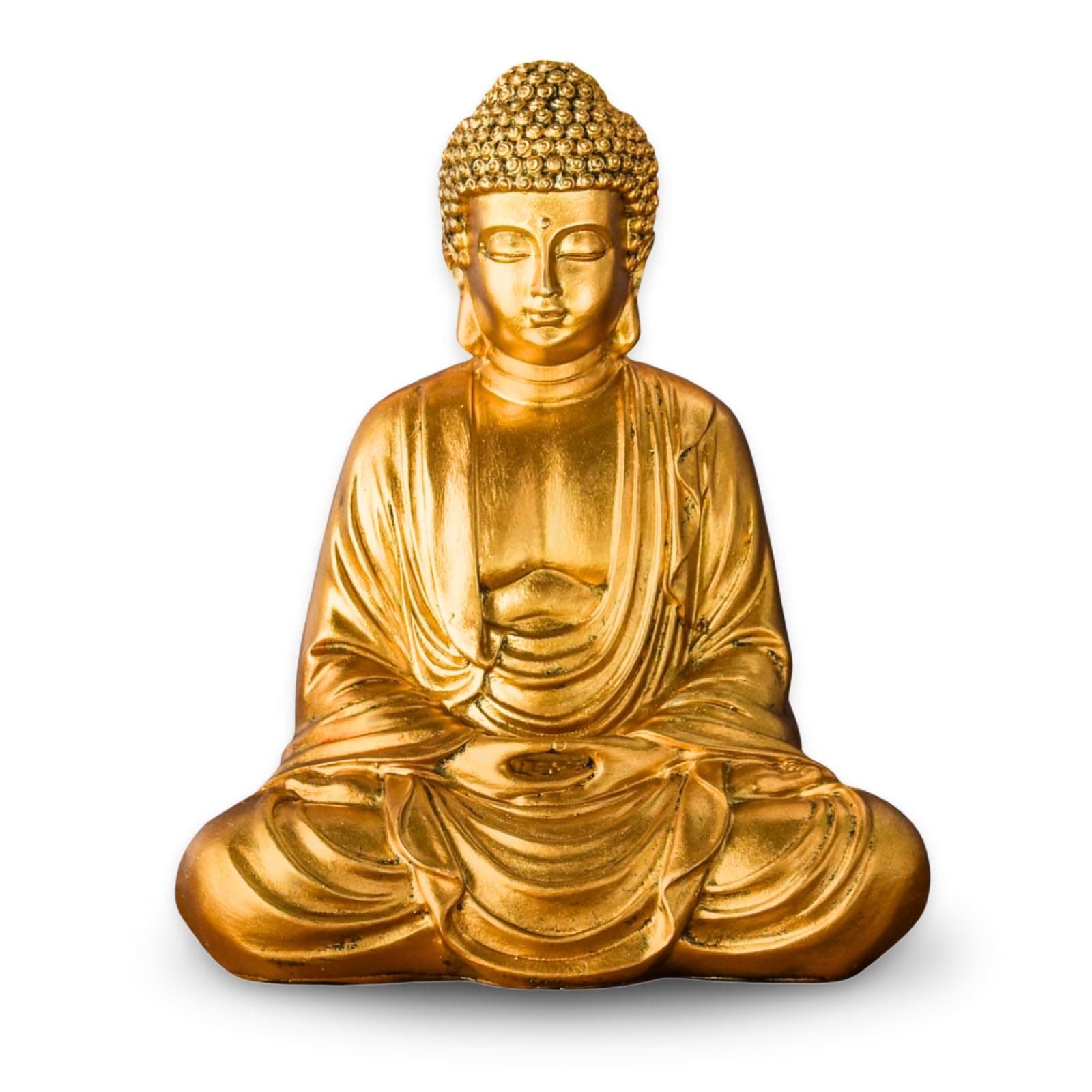 Zen Light Gold Meditation Buddha and Feng Shui Decoration – Bring a Soothing and Relaxing Atmosphere to Your Home – Lucky Charm Statue Height: 20 cm, Resin, 16 x 10 x 20 cm